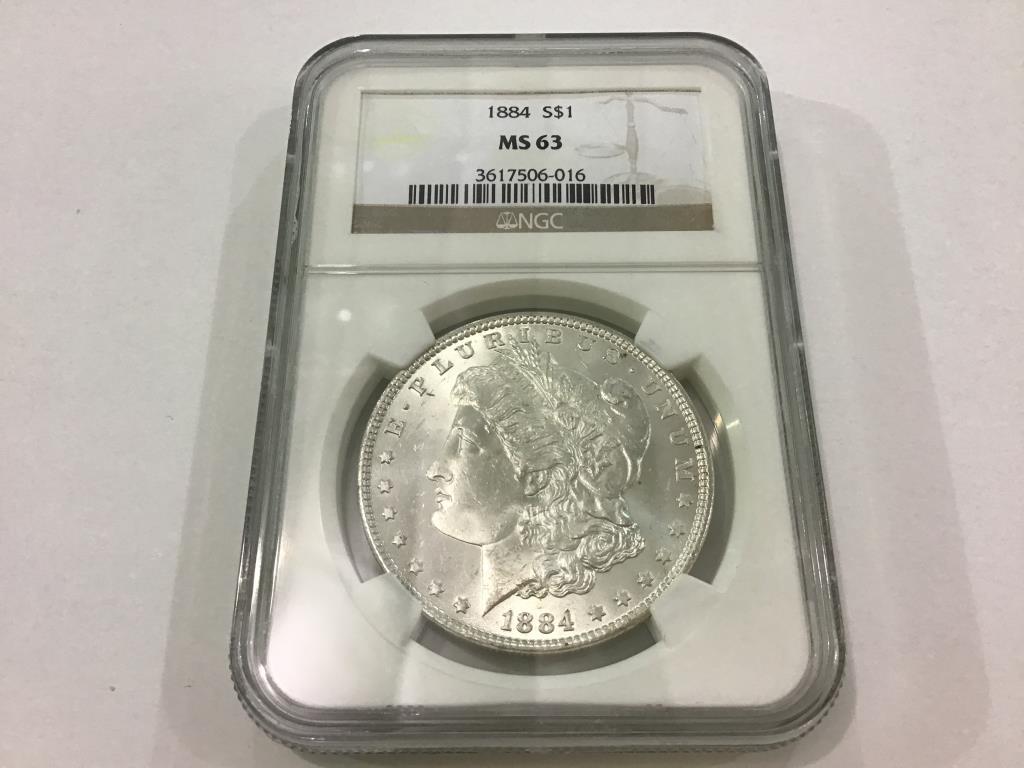 Graded 1884 Morgan Silver Dollar-MS63 (NGC)