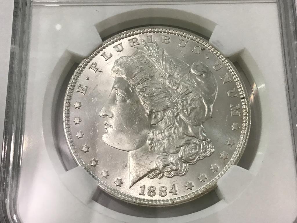 Graded 1884 Morgan Silver Dollar-MS63 (NGC)