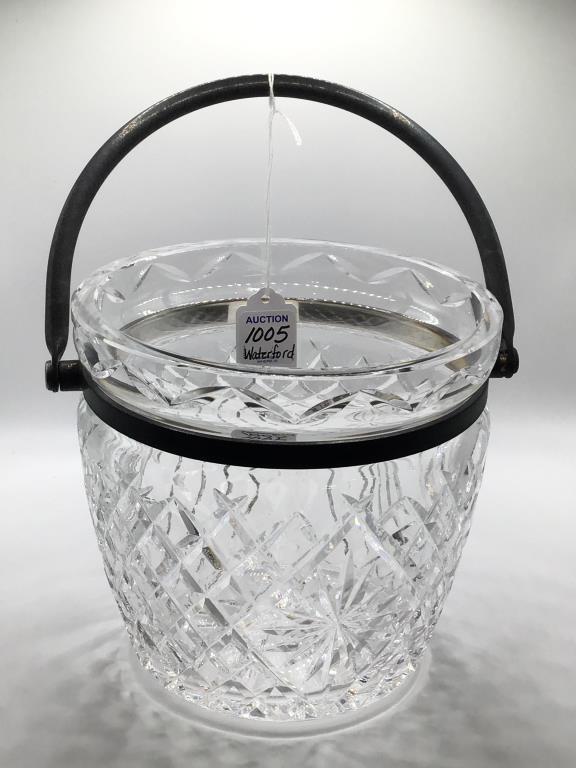 Signed Waterford Ice Bucket w/ Metal Handle-