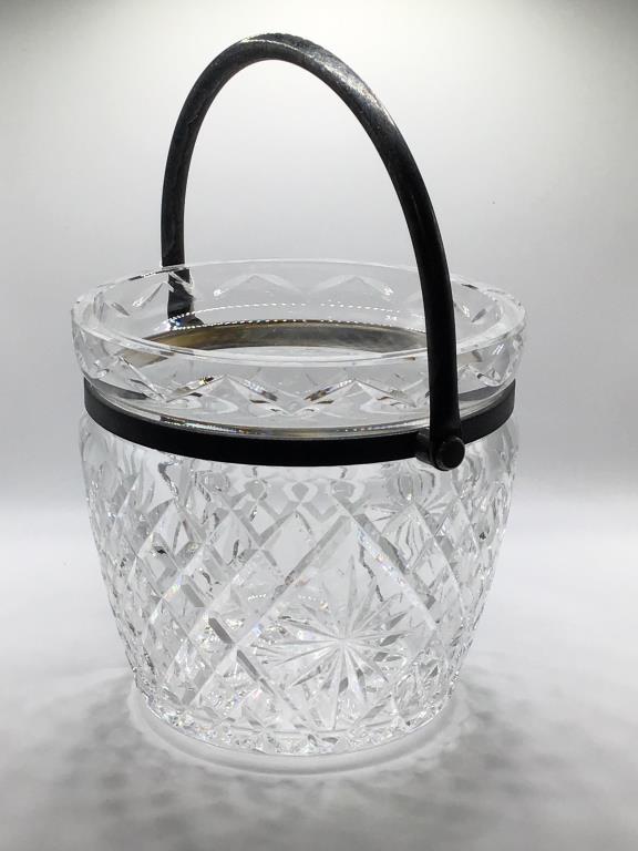 Signed Waterford Ice Bucket w/ Metal Handle-