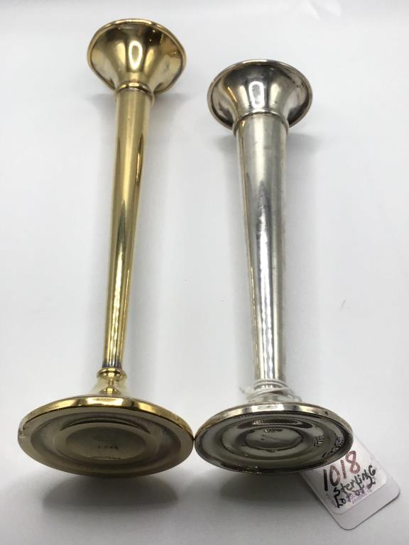 Lot of 2 Sterling Silver Bud Vases