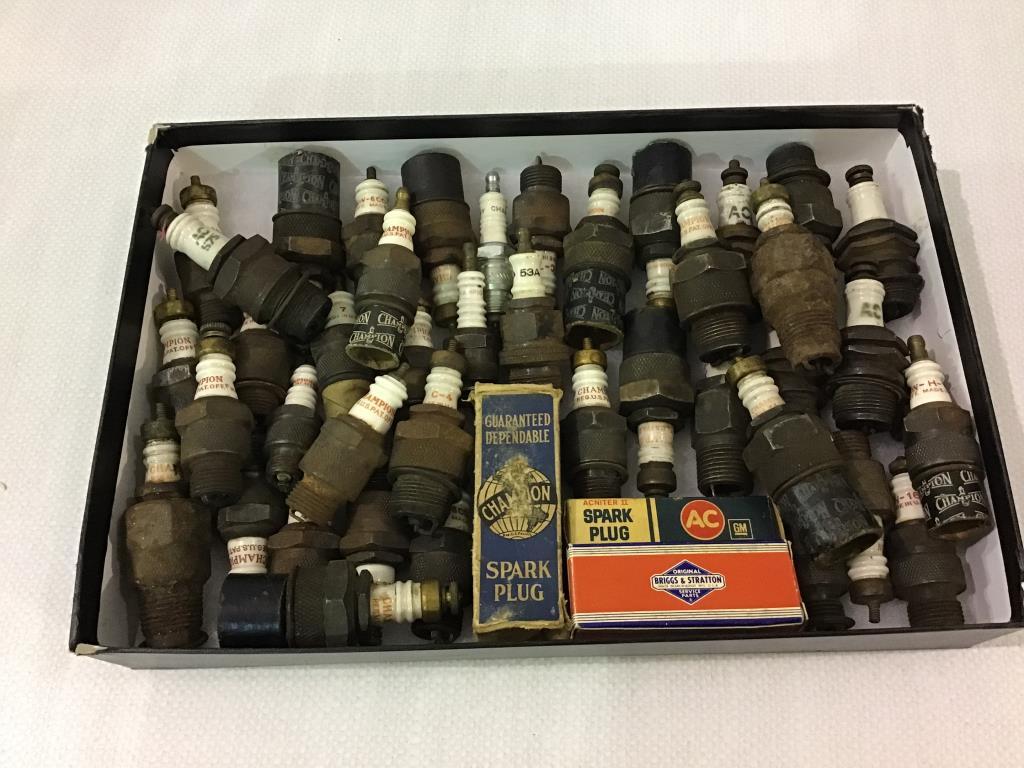 Lg. Group of Old Porcelain Top Spark Plugs