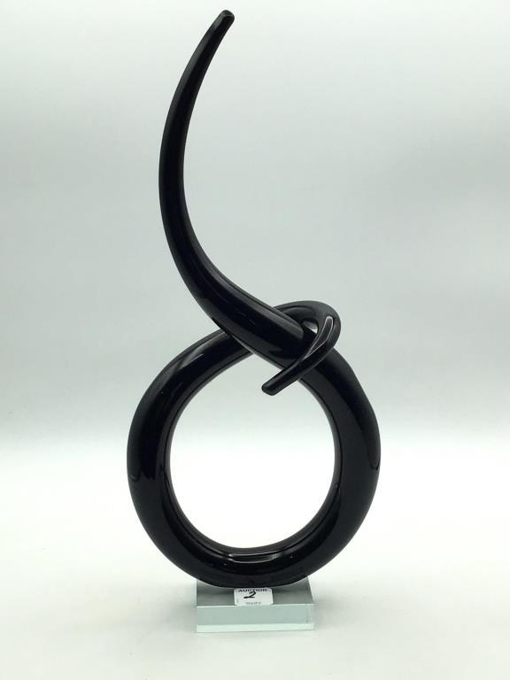 Black Contemp. Art Glass Piece (16 Inches Tall)