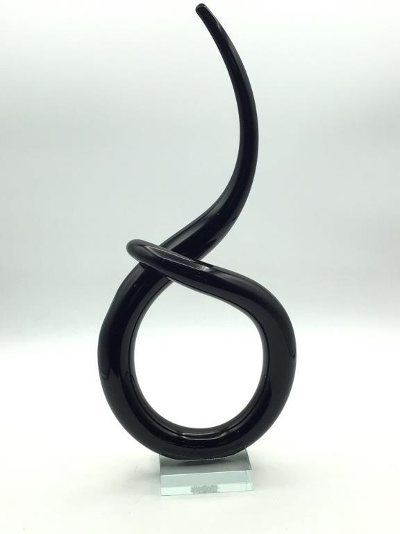 Black Contemp. Art Glass Piece (16 Inches Tall)