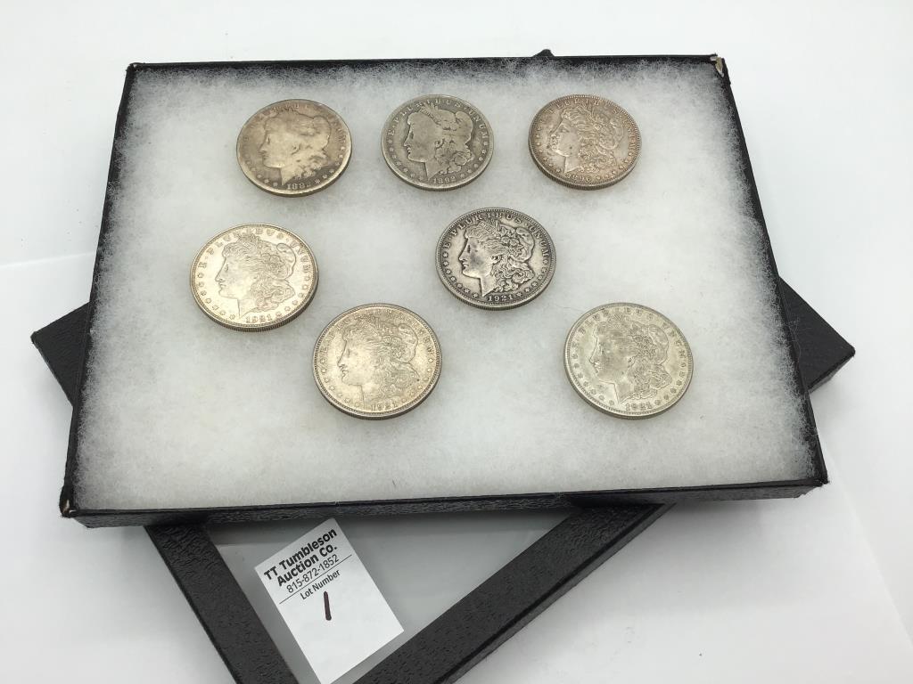 Collection of 7 Morgan Silver Dollars Including