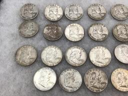 Collection of 23 Ben Franklin Half Dollars