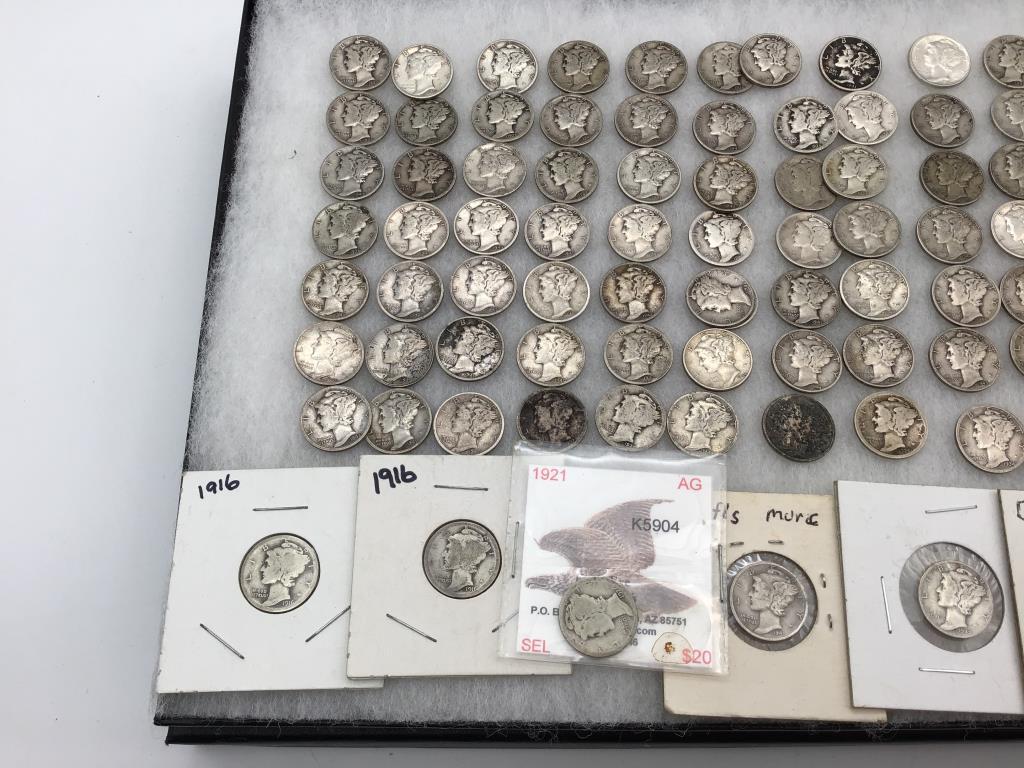 Collection of 96 Various Silver Mercury Dimes