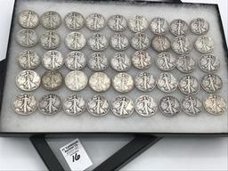 Collection of 45 Walking Liberty Half Dollars