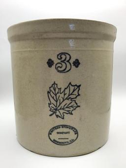 3 Gal Crock-Front Marked Western Stoneware Co.