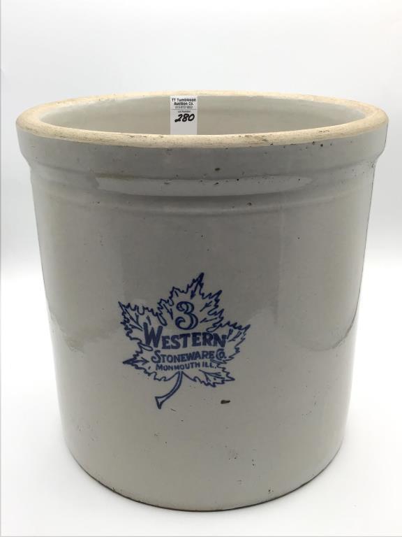 3 Gal Stoneware Crock Front w/ Cobalt