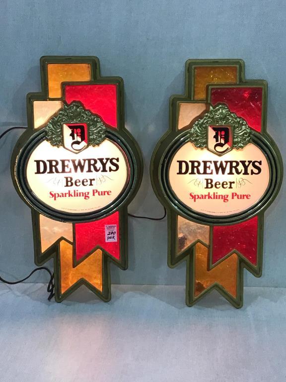 Pair of Matching Drewrys Beer Lighted