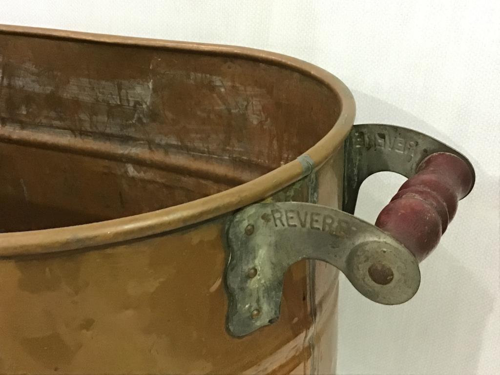 Copper Boiler w/ Lid & Red Handles Marked
