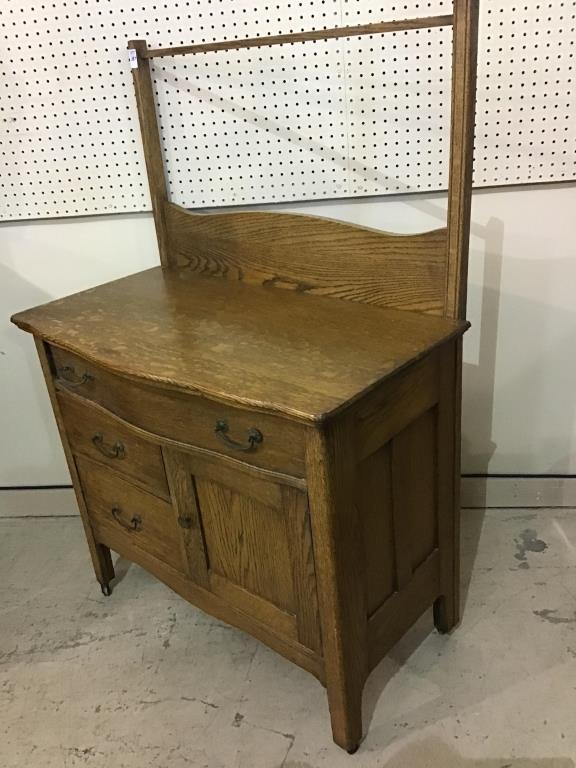 Antique Wash Stand Cabinet w/ Towel Bar