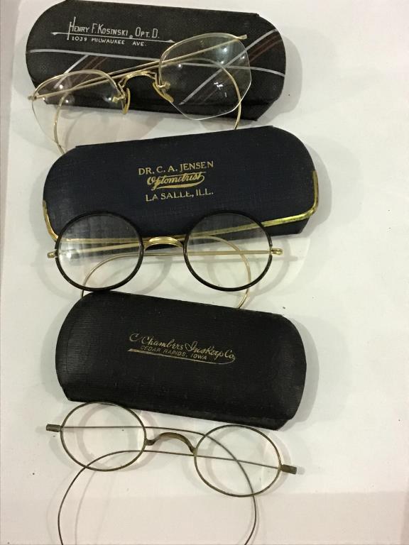 Collection of 11 Various Old Spectacles