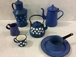 Group of Blue & White Polka Dot & Other