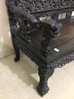 Very Ornate Vintage Oriental Dragon Design Bench