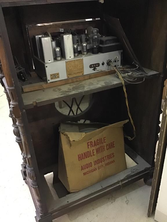 Ornate Wood Radio Cabinet w/ Mid West