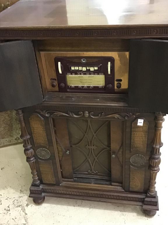 Ornate Wood Radio Cabinet w/ Mid West