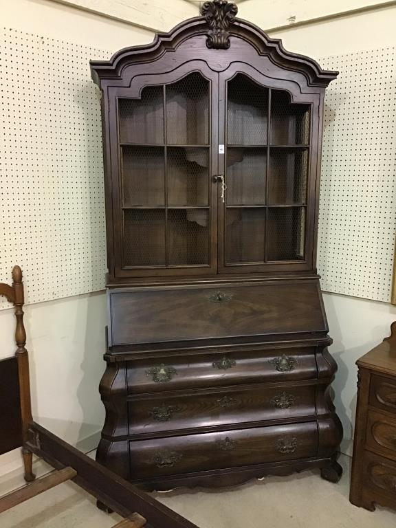 Very Lg. Two Piece Drop Front Secretary Bookcase