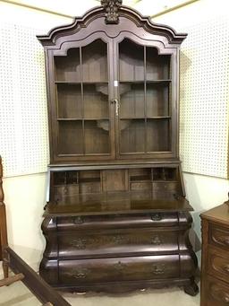 Very Lg. Two Piece Drop Front Secretary Bookcase