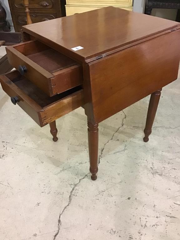 Sm. Two Drawer Drop Leaf Lamp Table