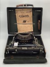 Sm. Corona Typewriter in Case w/ Booklet