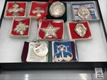 Lot of 9 Sterling Silver Christmas Ornaments