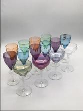 Set of 14 Various Color Stemware Including