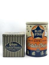 Lot of 2 Adv. Tins Including Blue Star Potato Chip