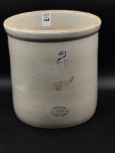 2 Gal Stoneware Crock Front Marked Redwing