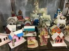 Lg. Group of Vintage Cardboard Christmas Houses &