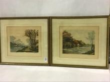 Pair of Framed Antique European Landscapes