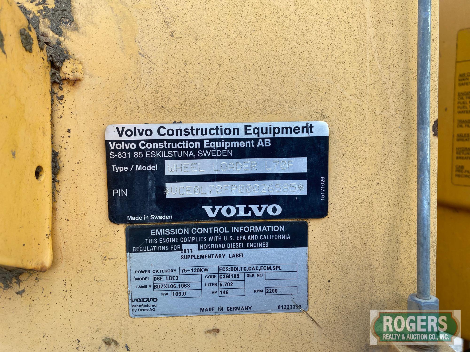 2011 VOLVO L70F WHEELED LOADER