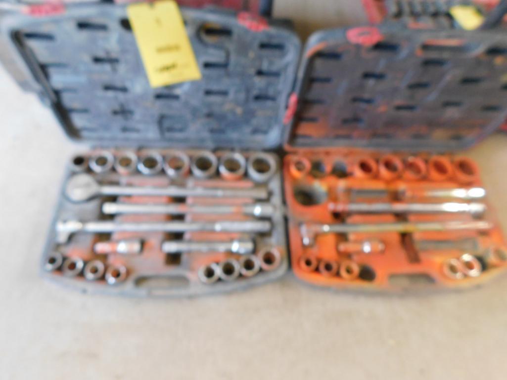 LOT: (4) Sets 3/4 in. Sockets, Ratchets, Extensions, etc.