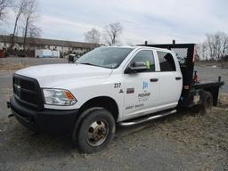 2012 Dodge 3500 4x4 Flatbed Crew Truck, Diesel Engine, Automatic Transmission, Crew Cab, A/C, Dual