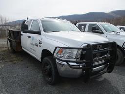 2012 Dodge 1 Ton 4x4 Flatbed Crew Truck, Gasoline Engine, Automatic Transmission, Crew Cab, A/C, 8