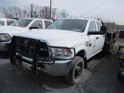 2012 Dodge 3500 4x4 Flatbed Crew Truck, Gasoline Engine, Automatic Transmission, Crew Cab, A/C, Dual