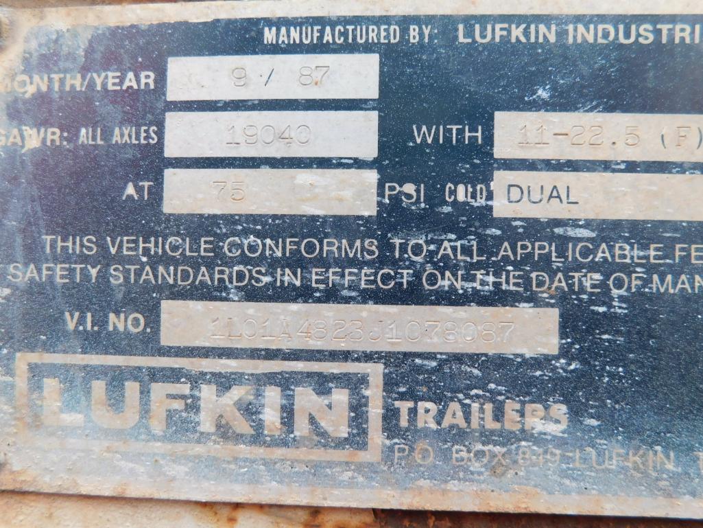 1987 Lufkin 47.5' Trailer Dry Van, Model: TFV-IPST, 65,000 GVWR, VIN 1L01A4823J1078087