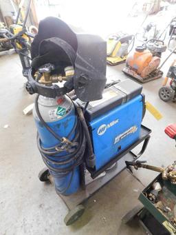 Miller Electric Millermatic 211 MIG Welder, Welding Mask, Electrodes, Cart Mounted