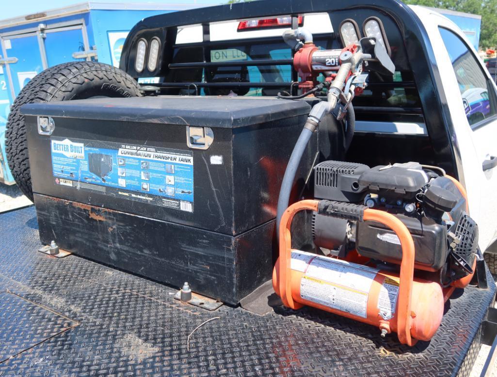 2021 Chevy Silverado 3500 4 Door Flat Bed Dual Wheel w/Air Compressor and Transfer Tank/Toolbox,