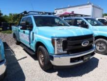 2019 Ford F-250 4 Door Service Body w/Ladder Rack, Gas, License# NPX-J97, VIN 1FD7W2A66KEF85258,