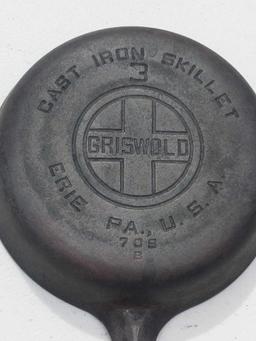 Griswold 3 "Erie" 709 B Cast Iron Skillet