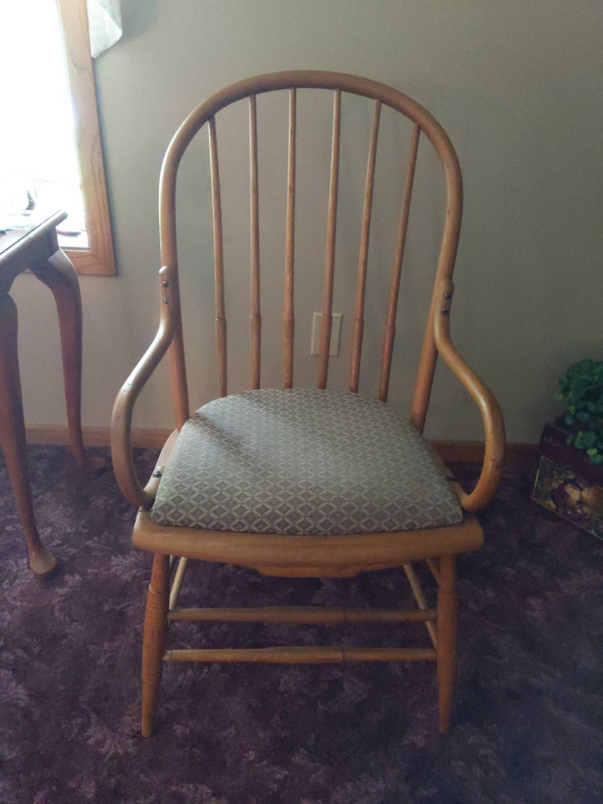 Wood Bow Back Chair with Fabric Cushion 36" Tall