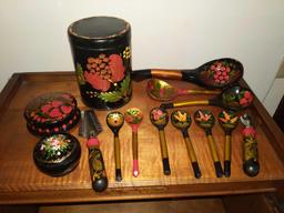 Decorative - Hand Painted _ Spoon & Canister Lot