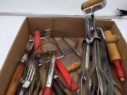 Vintage Kitchen Wood Handle Forks, Nut Chopper Utensil Lot