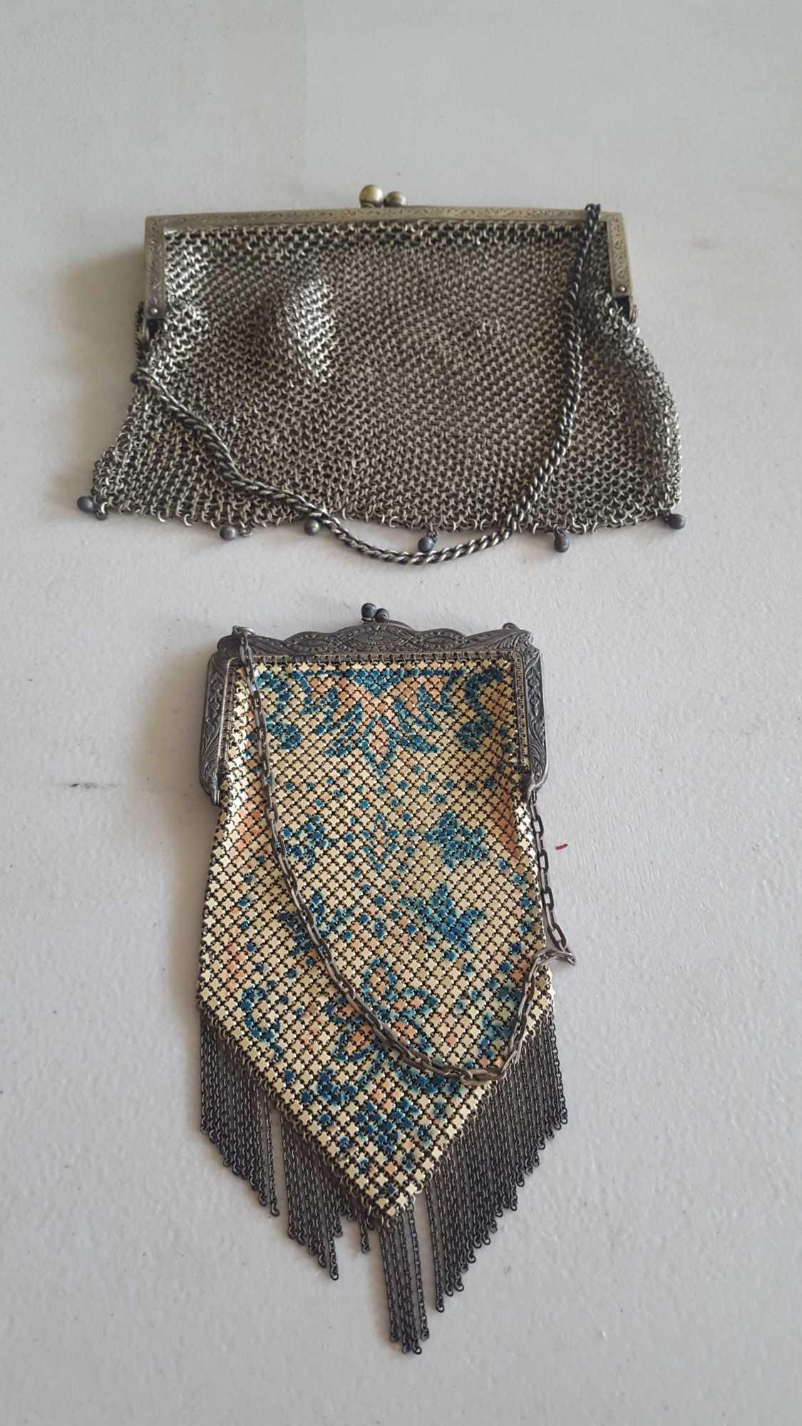 Chainmail purses - 1 is german silver, other mandalia mfg co