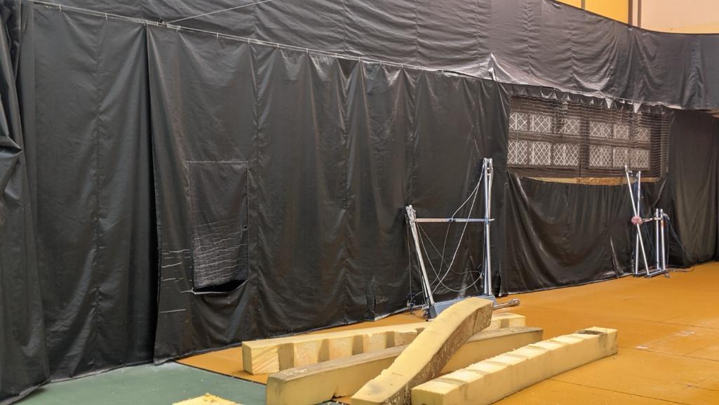 9 - 11'x 250' +/- Gym Partion/Curtain (some tears & wear)
