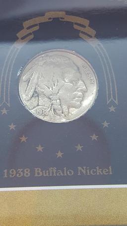 US COMMEMORATIVE DOUBLE DATED NICKELS 1938 IN HARD PLASTIC WITHIN BOX