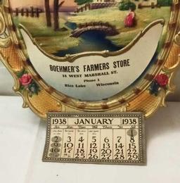 BOEHMER'S FARMERS STORE - RICE LAKE, WIS WALL CALENDAR 1938