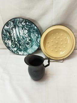 ENAMEL WARE PLATES AND PITCHER